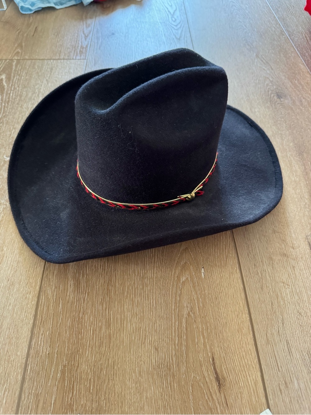 Pigalle Cowboy Hat Cap Size 6 7/8 Mexico Black Felt Band Western Vintage
